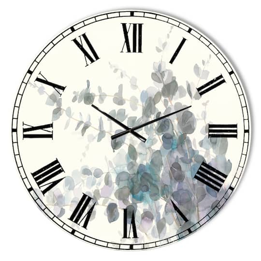 Designart Grey Watercolor Flower II Traditional Wall Clock